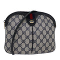 GUCCI GG Supreme Sherry Line Shoulder Bag PVC Leather Navy Red 85108
