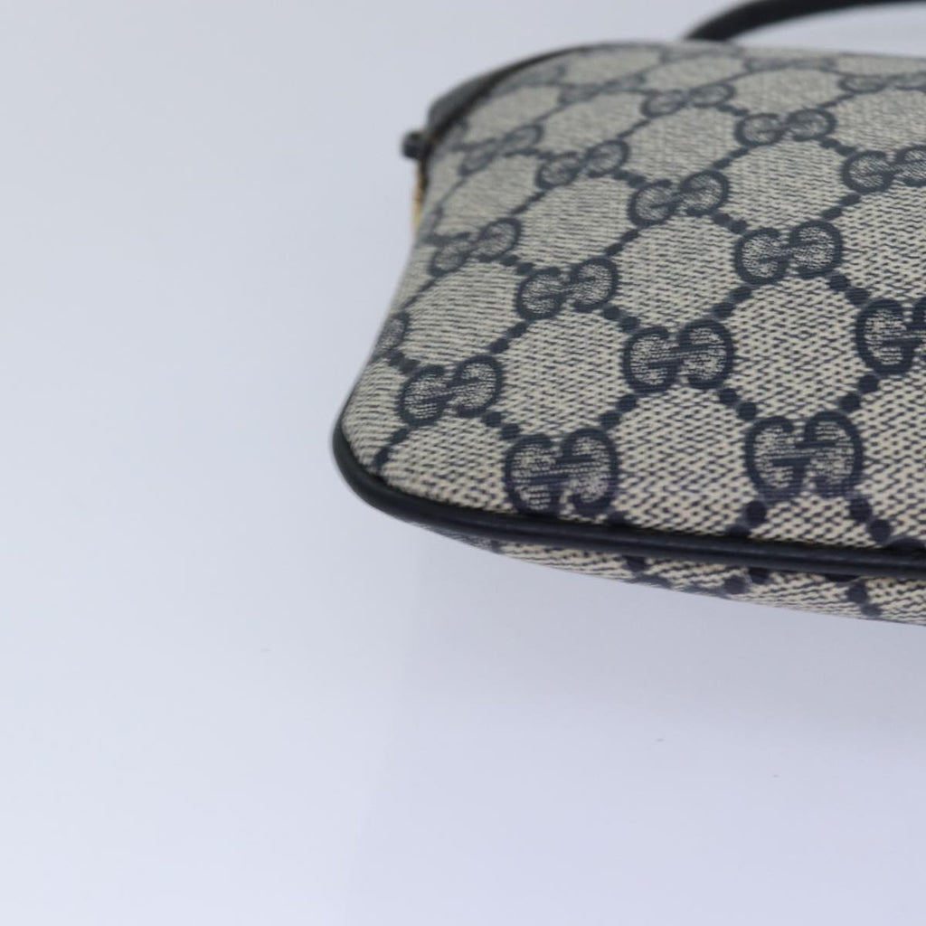 GUCCI GG Supreme Sherry Line Shoulder Bag PVC Leather Navy Red 85108