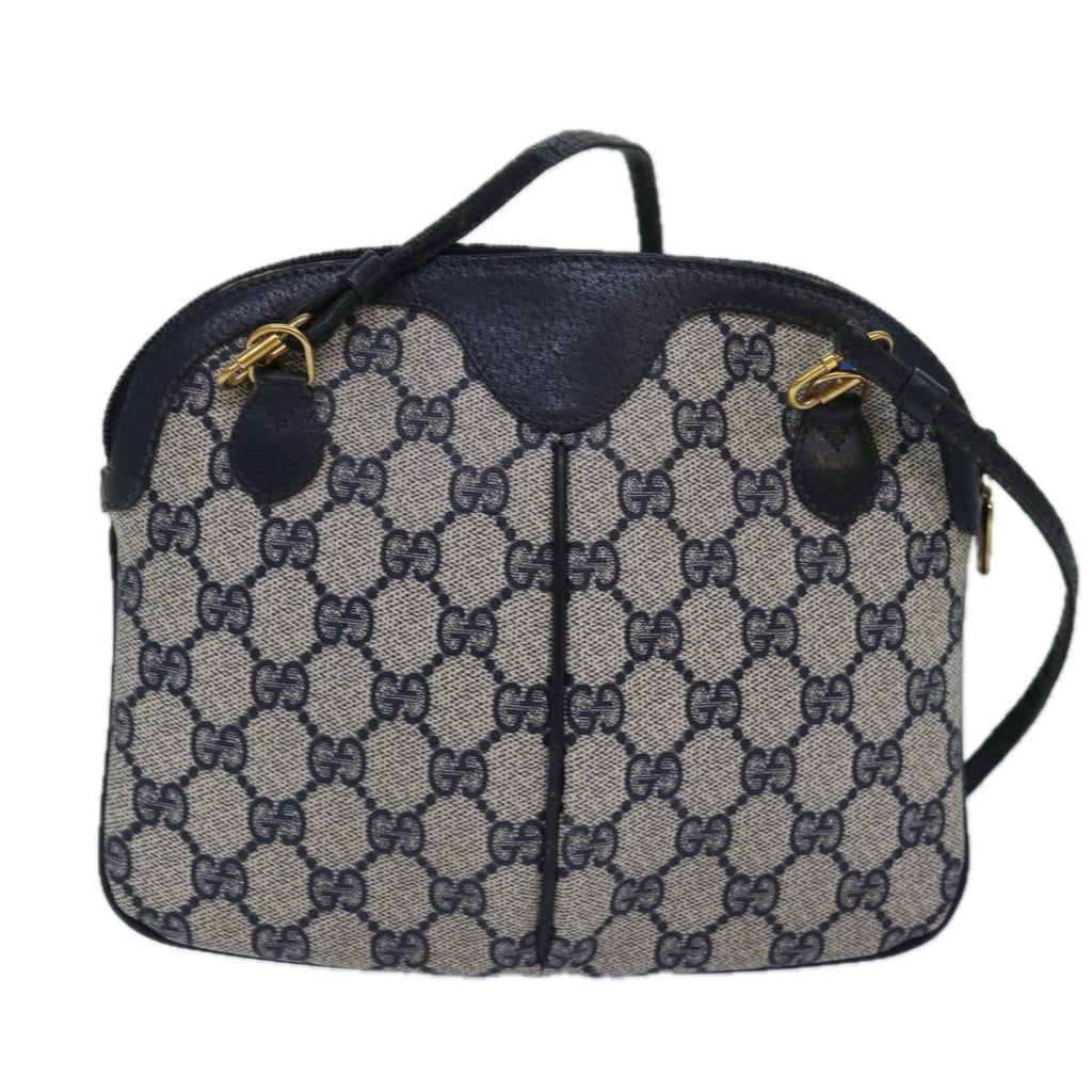 GUCCI GG Supreme Sherry Line Shoulder Bag PVC Leather Navy Red 85108