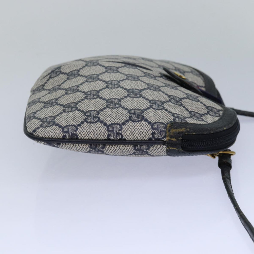 GUCCI GG Supreme Sherry Line Shoulder Bag PVC Leather Navy Red 85108
