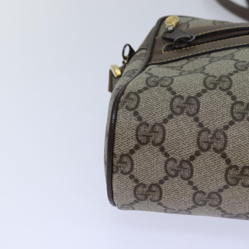 GUCCI GG Supreme Web Sherry Line Shoulder Bag PVC Beig gold 85109