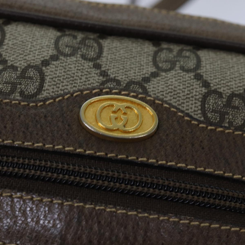 GUCCI GG Supreme Web Sherry Line Shoulder Bag PVC Beig gold 85109