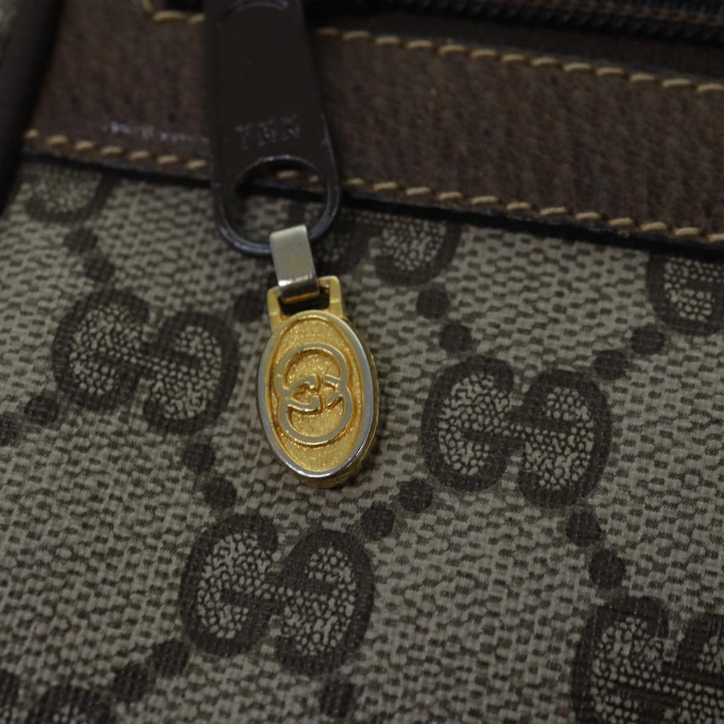 GUCCI GG Supreme Web Sherry Line Shoulder Bag PVC Beig gold 85109