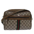 GUCCI GG Supreme Web Sherry Line Shoulder Bag PVC Beige Gold 85110