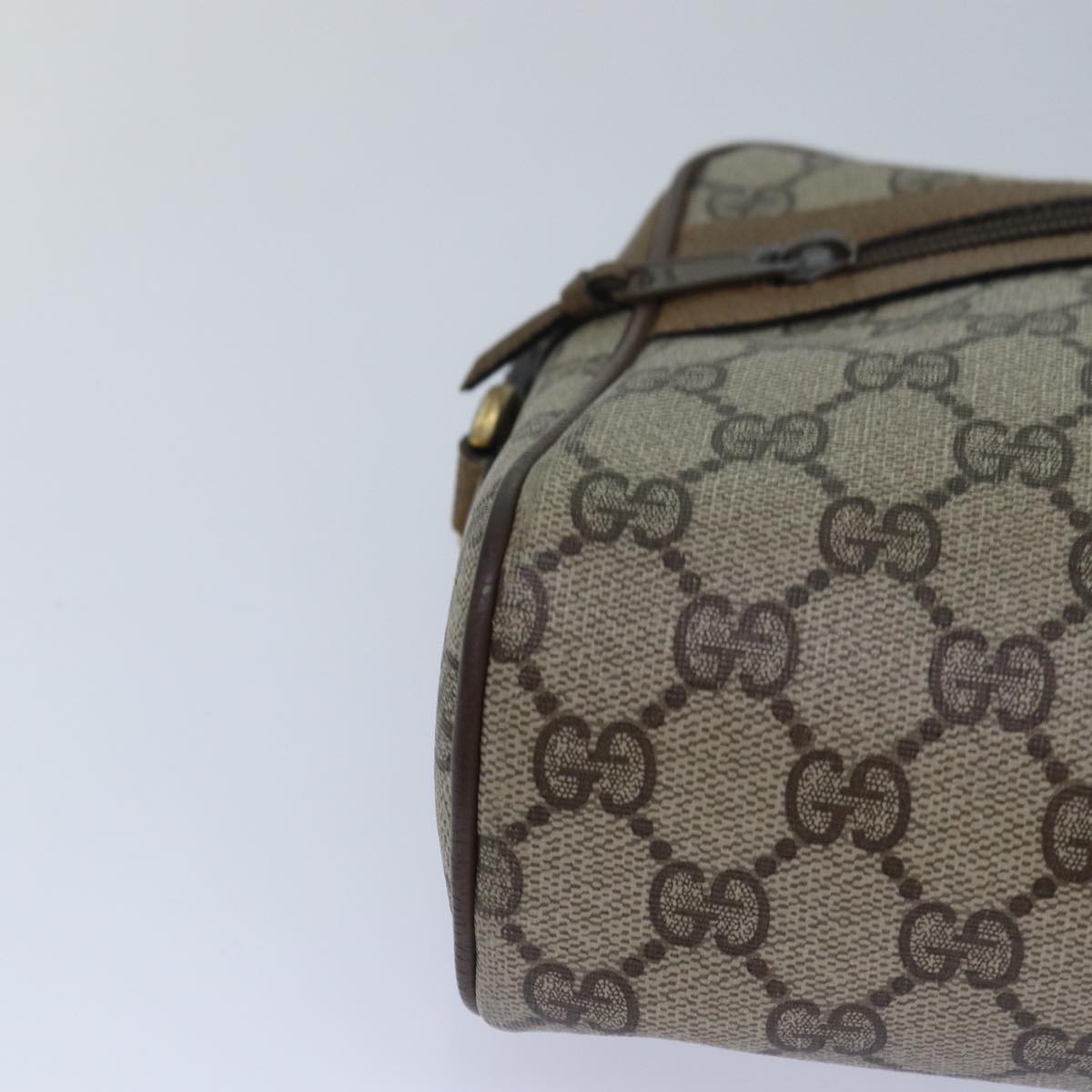 GUCCI GG Supreme Web Sherry Line Shoulder Bag PVC Beige Gold 85110