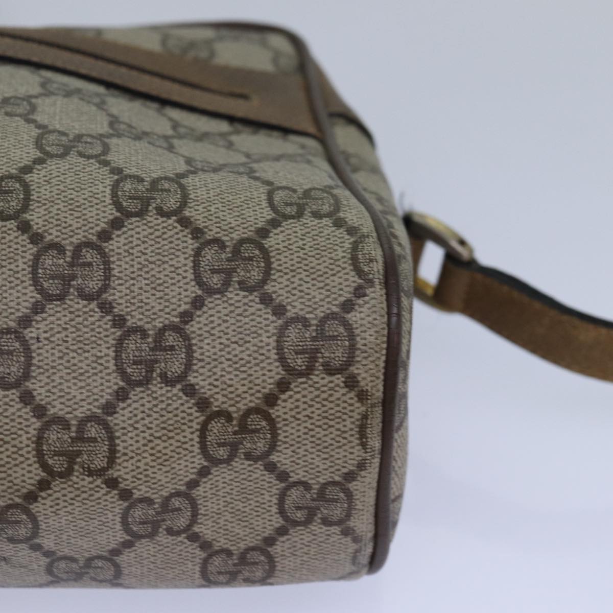 GUCCI GG Supreme Web Sherry Line Shoulder Bag PVC Beige Gold 85110