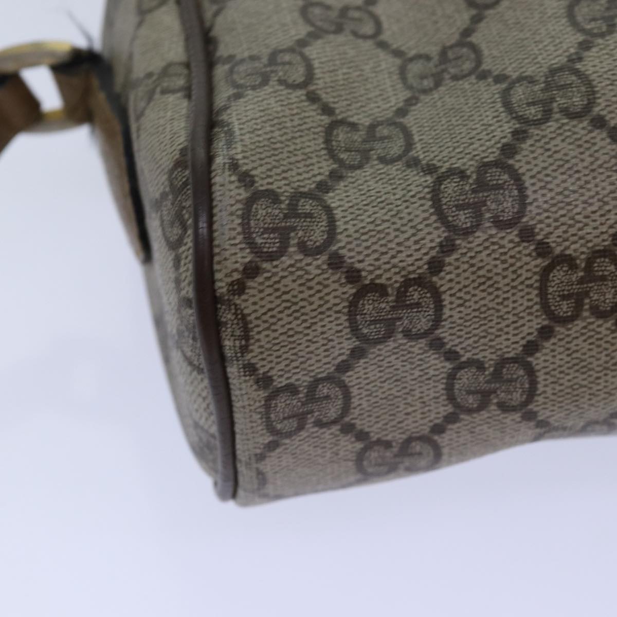 GUCCI GG Supreme Web Sherry Line Shoulder Bag PVC Beige Gold 85110