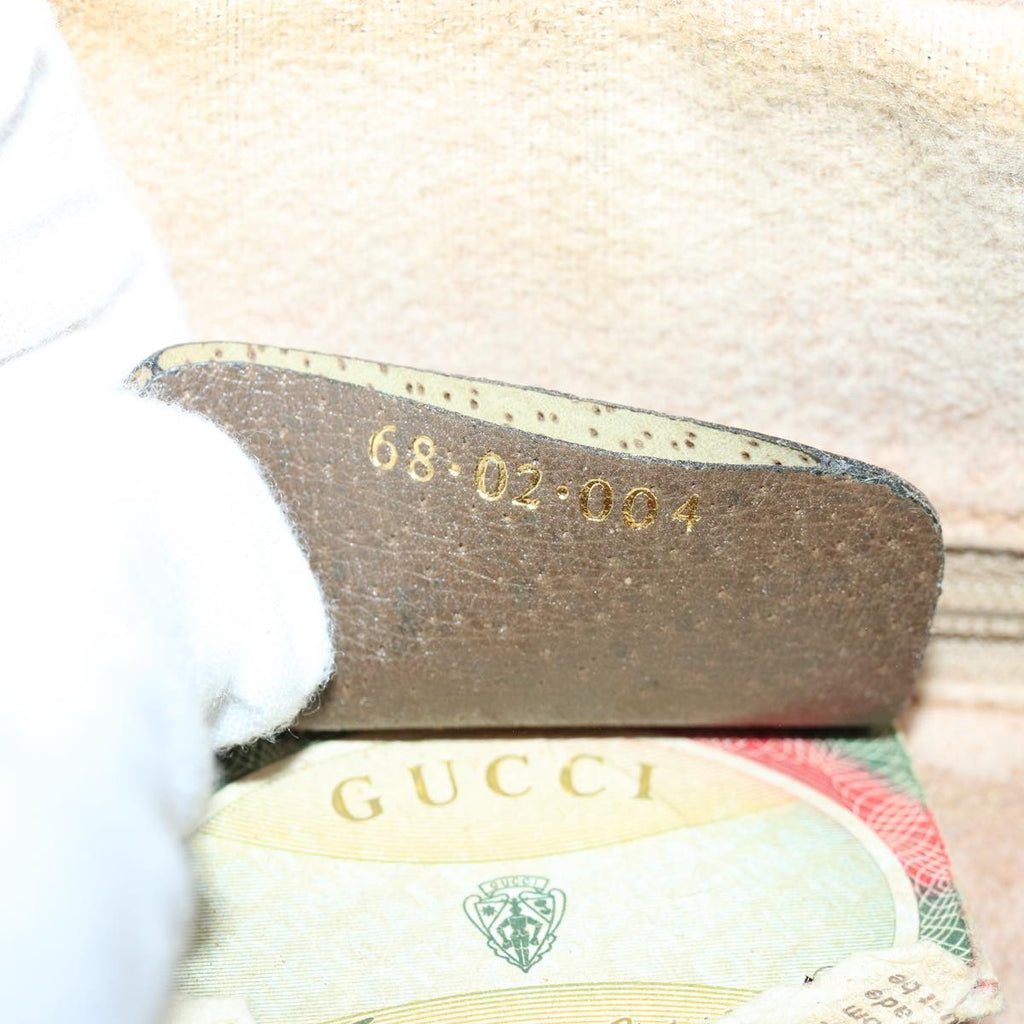 GUCCI GG Supreme Web Sherry Line Shoulder Bag PVC Beige Gold 85110
