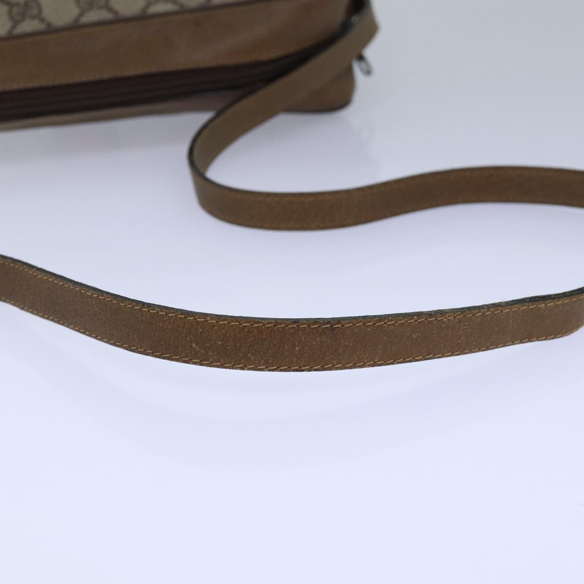 GUCCI GG Supreme Web Sherry Line Shoulder Bag PVC Beige Gold 85110