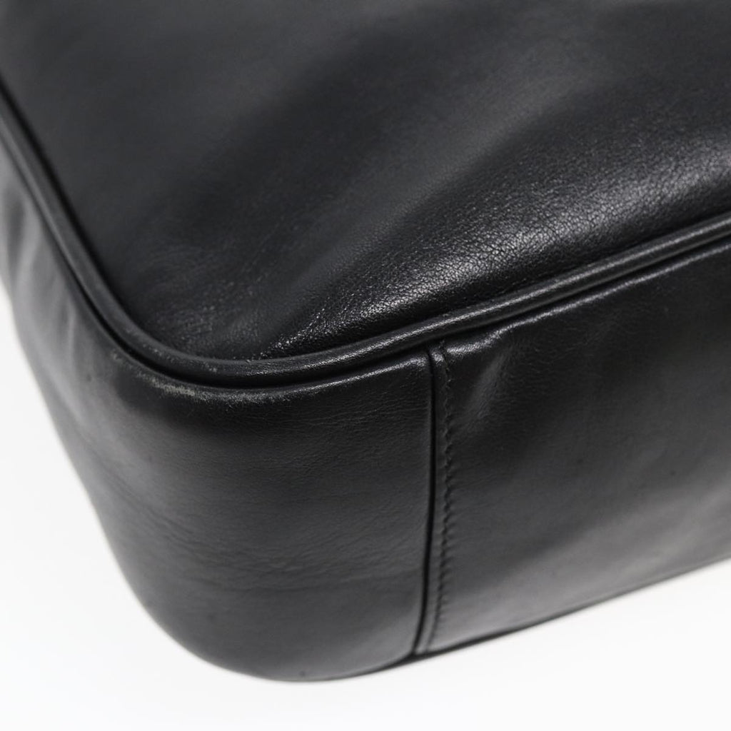GUCCI Bamboo Hand Bag Leather 2way Black Gold 001 2113 1638 85126