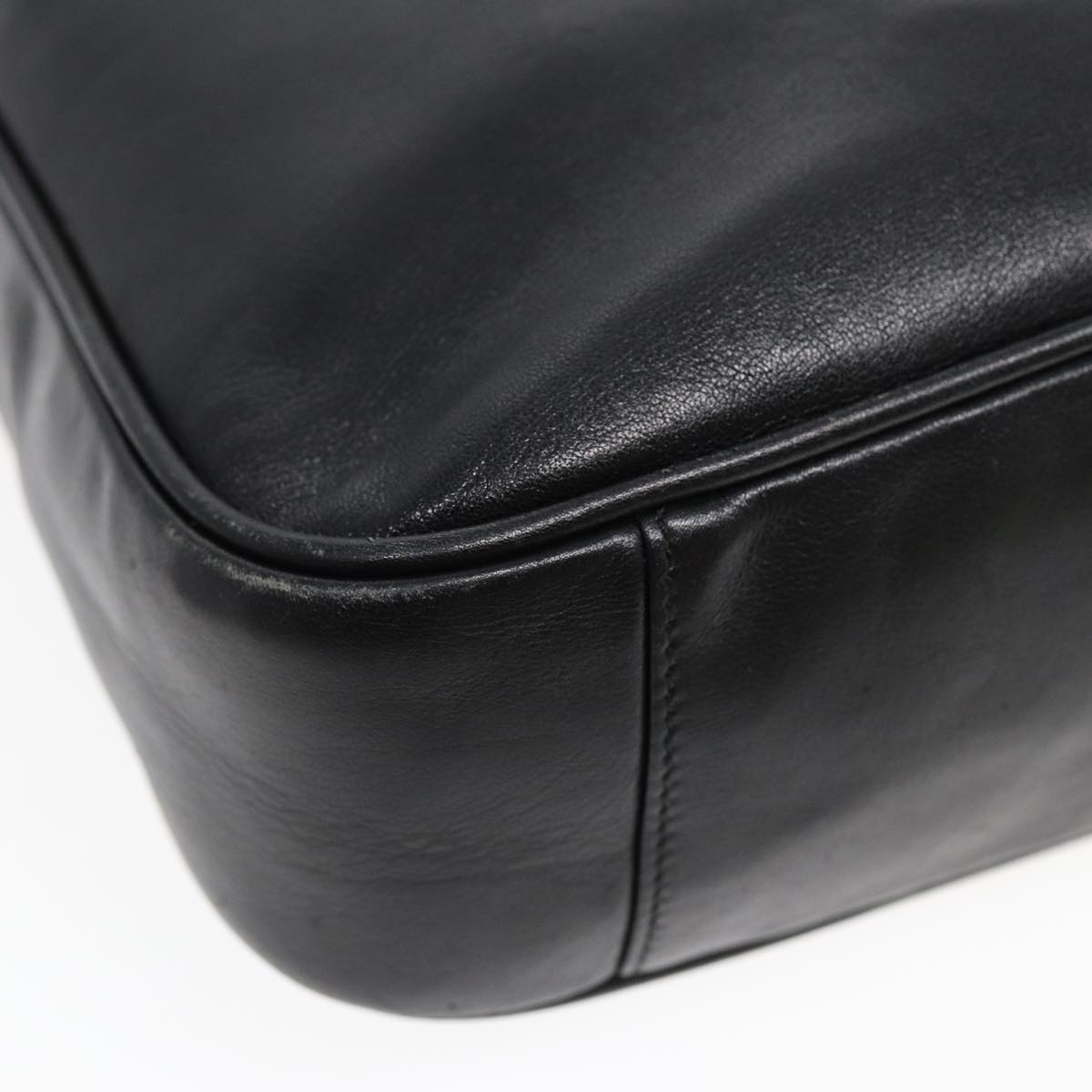 GUCCI Bamboo Hand Bag Leather 2way Black Gold 001 2113 1638 85126