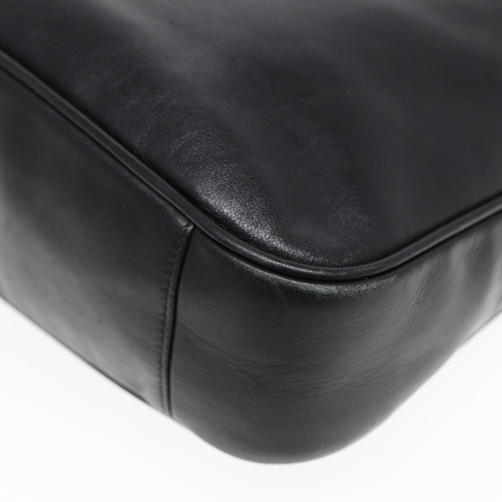 GUCCI Bamboo Hand Bag Leather 2way Black Gold 001 2113 1638 85126