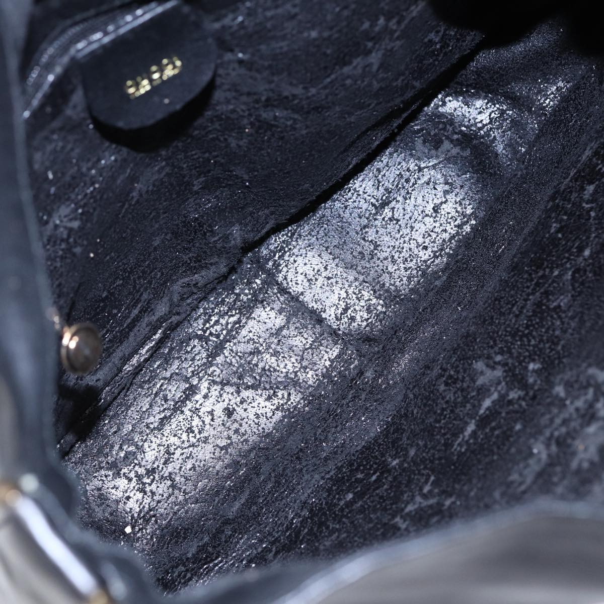 GUCCI Bamboo Hand Bag Leather 2way Black Gold 001 2113 1638 85126