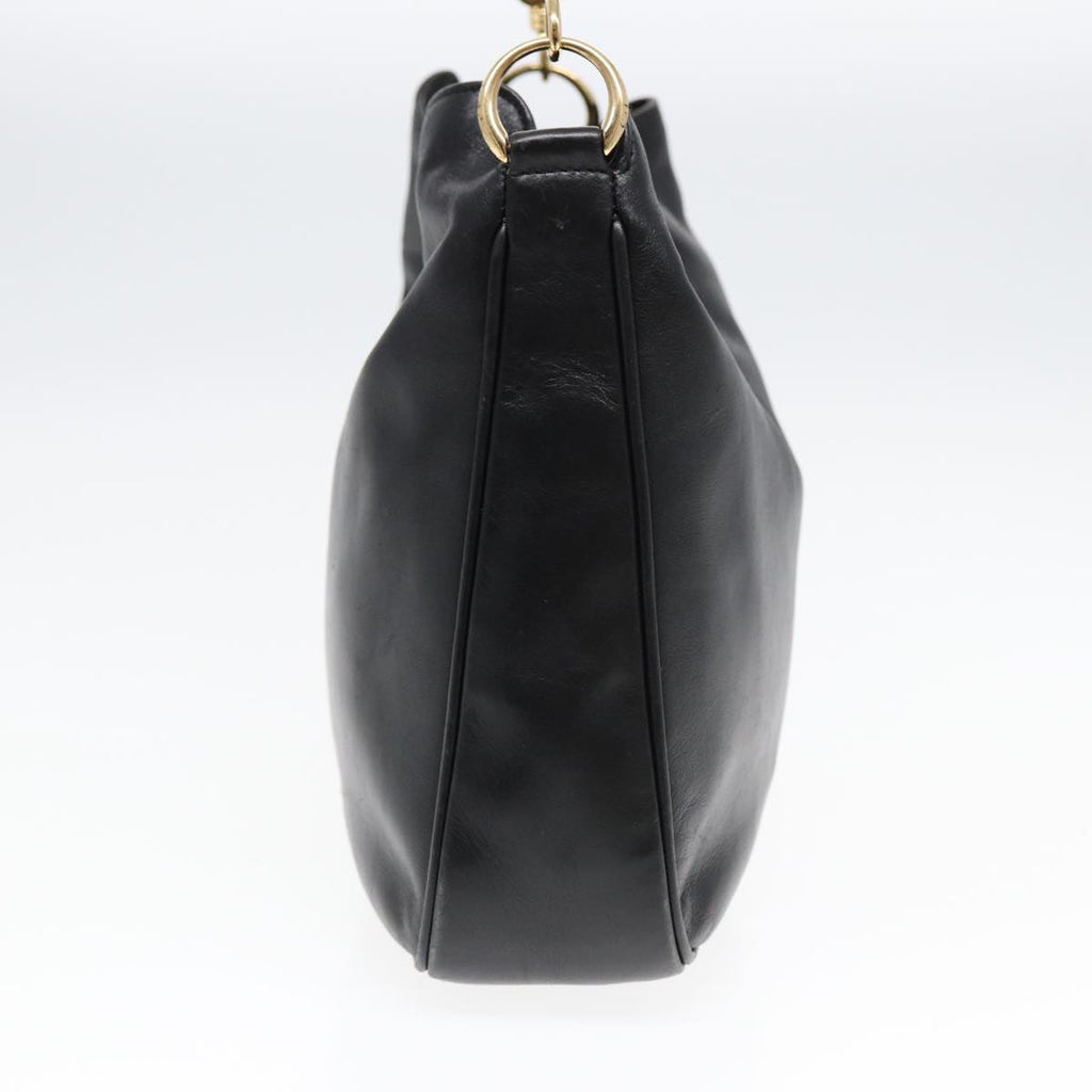 GUCCI Bamboo Hand Bag Leather 2way Black Gold 001 2113 1638 85126