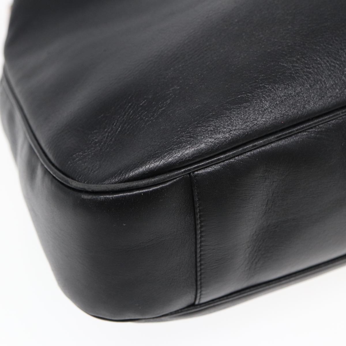 GUCCI Bamboo Hand Bag Leather 2way Black Gold 001 1998 1577 85127