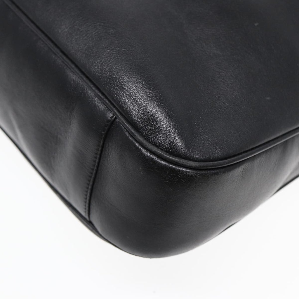 GUCCI Bamboo Hand Bag Leather 2way Black Gold 001 1998 1577 85127