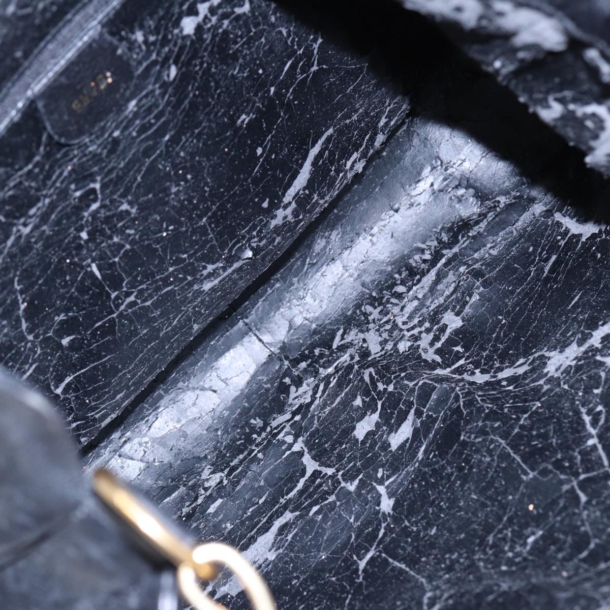 GUCCI Bamboo Hand Bag Leather 2way Black Gold 001 1998 1577 85127