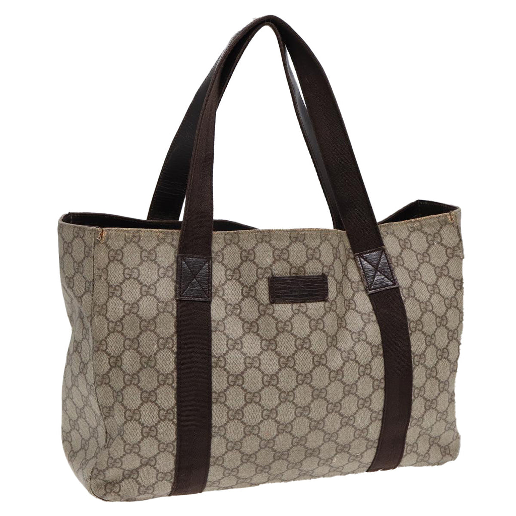 GUCCI GG Spleen Web Sherry Line Tote Bag PVC Leather Beige Red 141624 85128