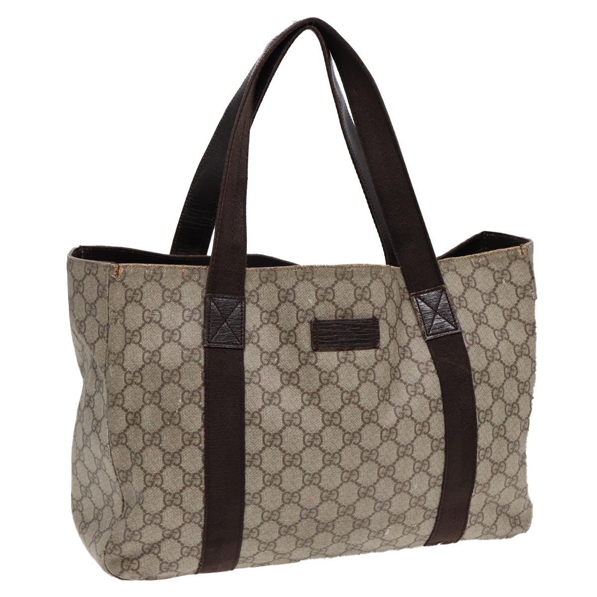 GUCCI GG Spleen Web Sherry Line Tote Bag PVC Leather Beige Red 141624 85128