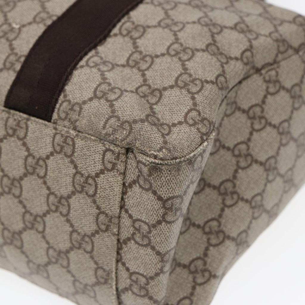 GUCCI GG Spleen Web Sherry Line Tote Bag PVC Leather Beige Red 141624 85128