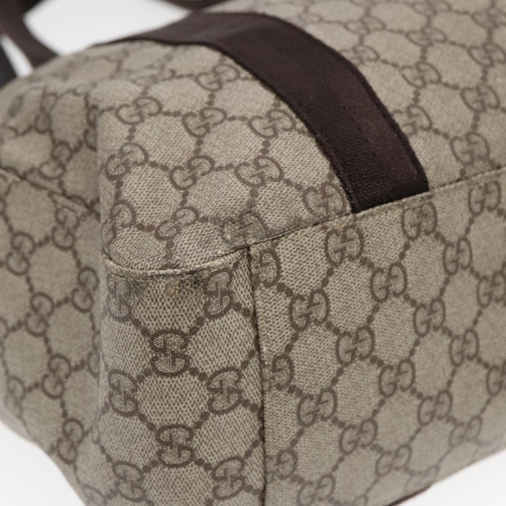 GUCCI GG Spleen Web Sherry Line Tote Bag PVC Leather Beige Red 141624 85128