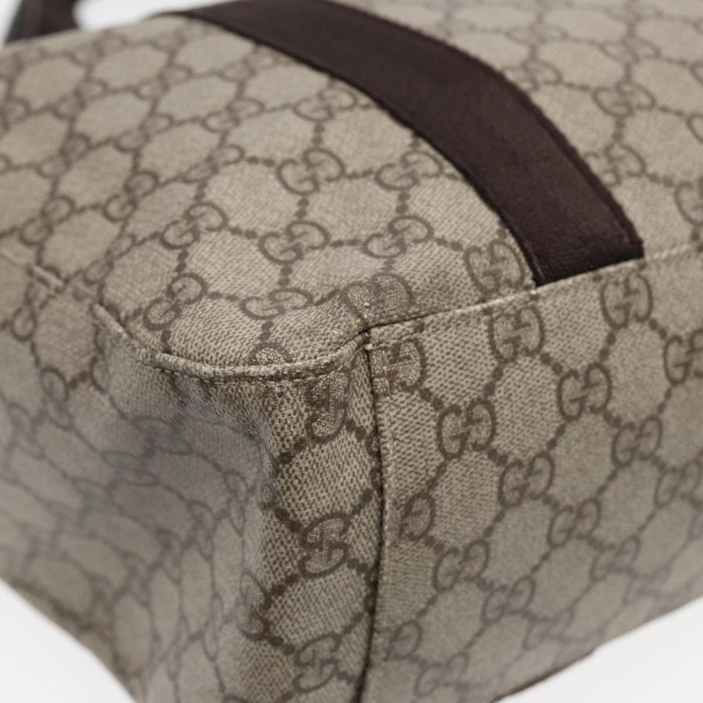 GUCCI GG Spleen Web Sherry Line Tote Bag PVC Leather Beige Red 141624 85128