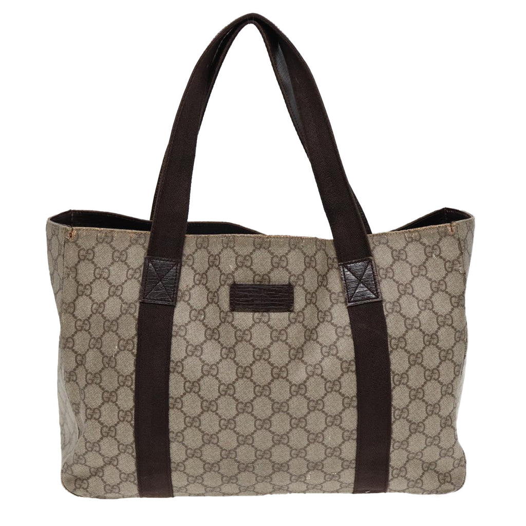 GUCCI GG Spleen Web Sherry Line Tote Bag PVC Leather Beige Red 141624 85128