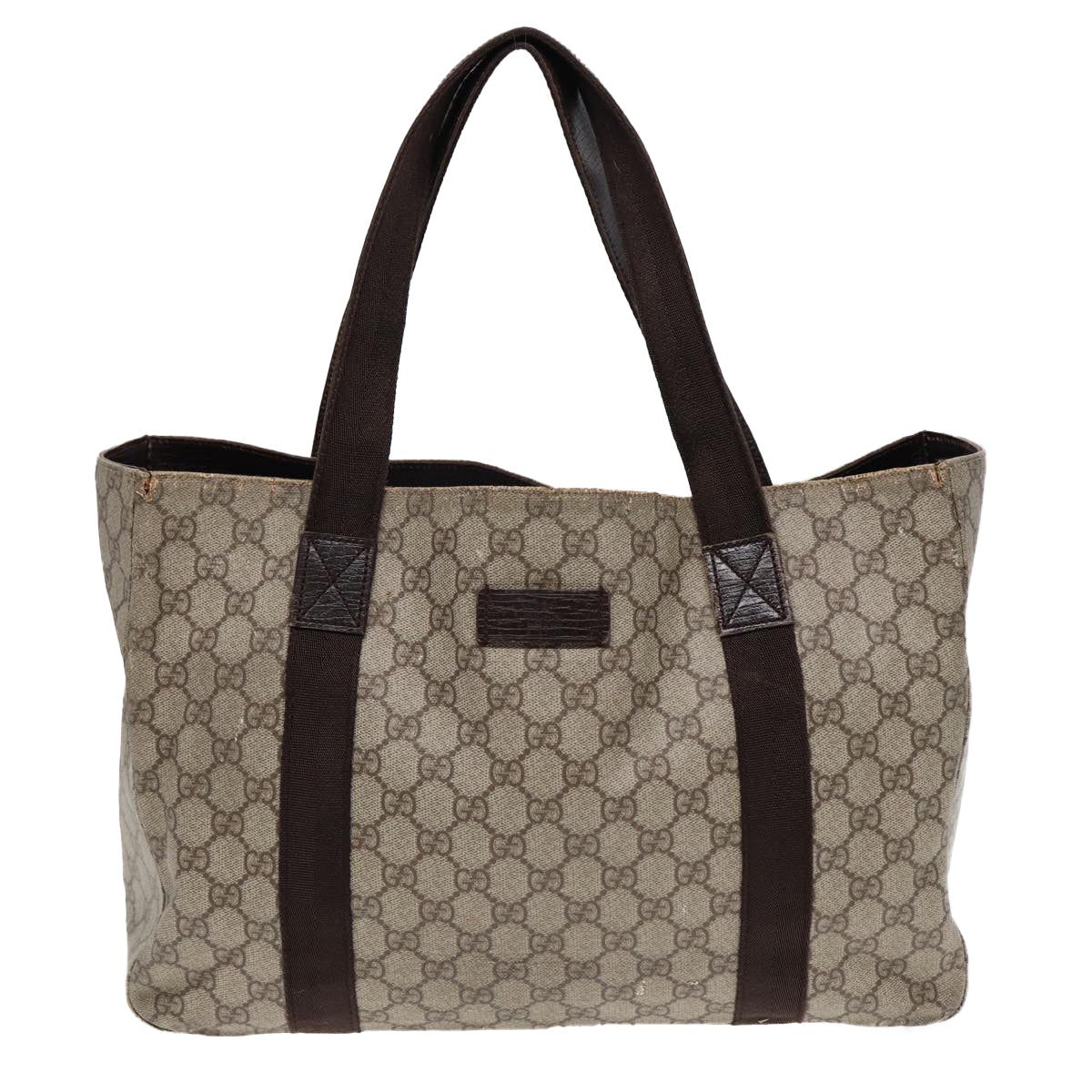 GUCCI GG Spleen Web Sherry Line Tote Bag PVC Leather Beige Red 141624 85128