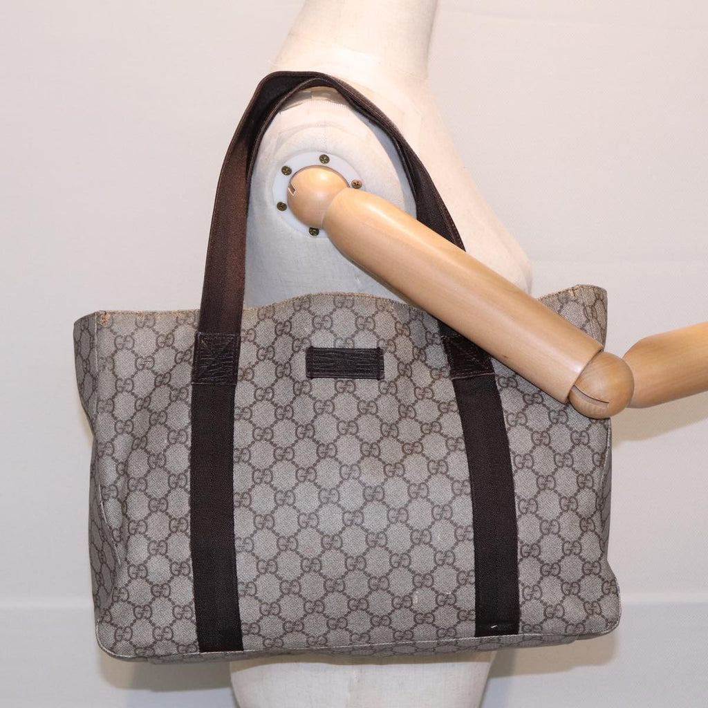 GUCCI GG Spleen Web Sherry Line Tote Bag PVC Leather Beige Red 141624 85128