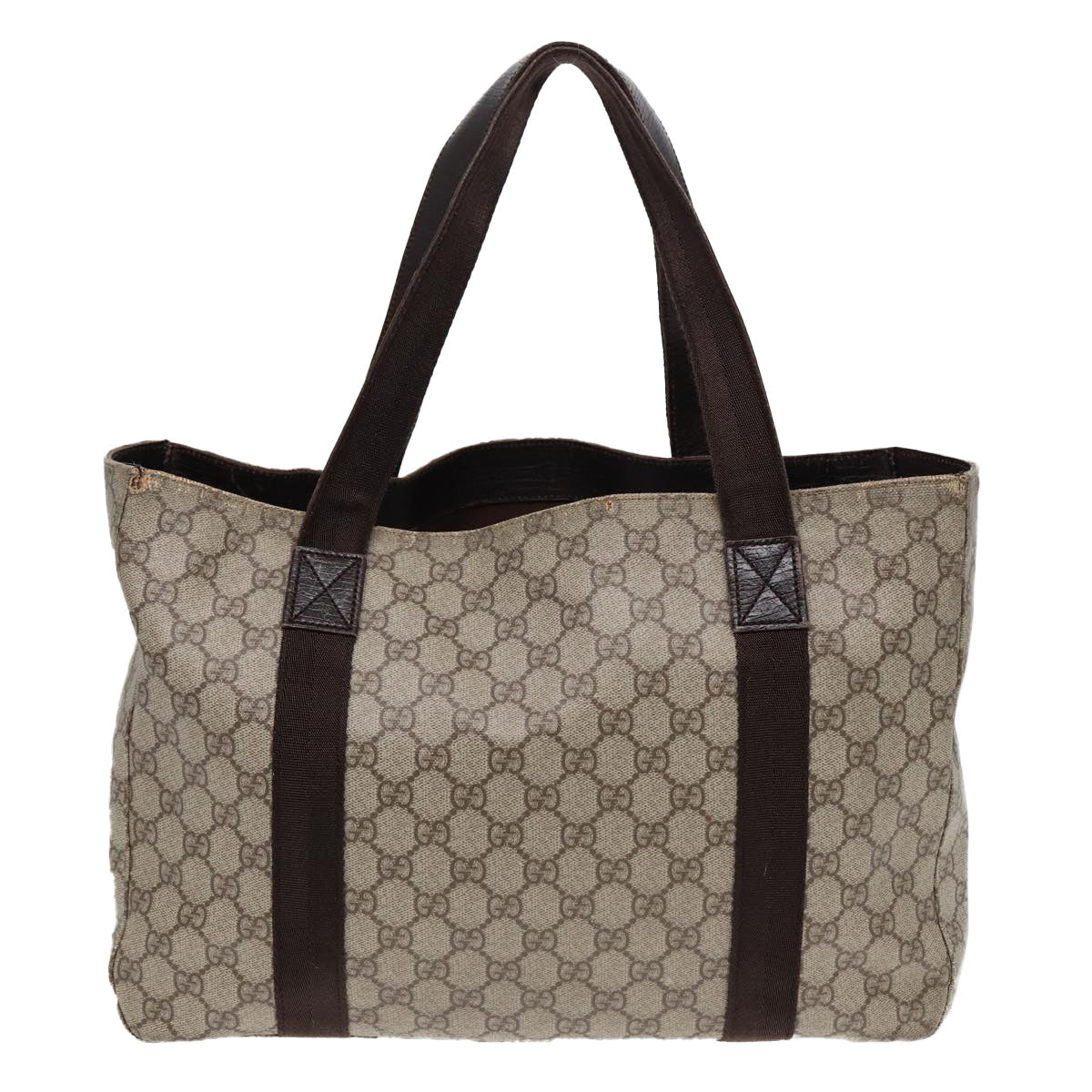 GUCCI GG Spleen Web Sherry Line Tote Bag PVC Leather Beige Red 141624 85128