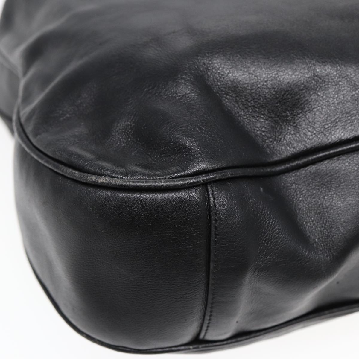 GUCCI Bamboo Hand Bag Leather 2way Black 001 1014 1577 85130