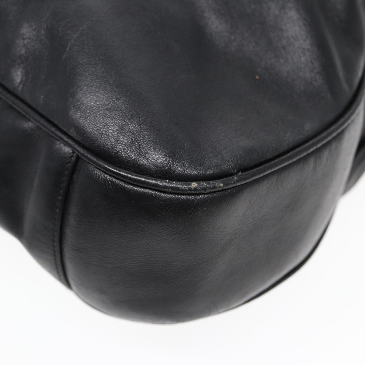 GUCCI Bamboo Hand Bag Leather 2way Black 001 1014 1577 85130
