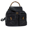 GUCCI Bamboo Backpack Leather Black Gold 003 2058 0016 85154