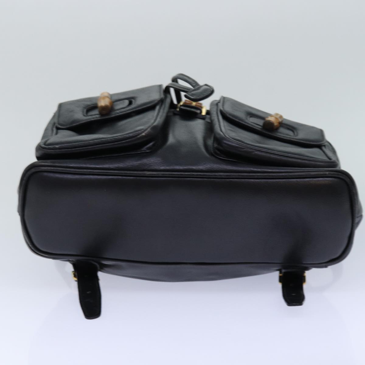 GUCCI Bamboo Backpack Leather Black Gold 003 2058 0016 85154