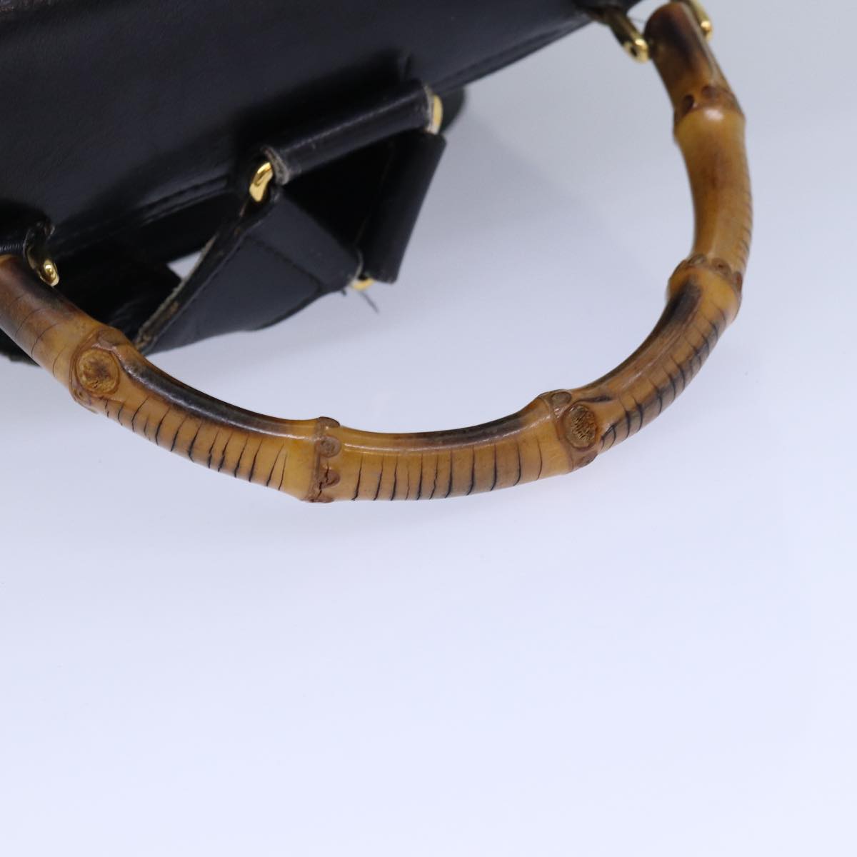GUCCI Bamboo Backpack Leather Black Gold 003 2058 0016 85154