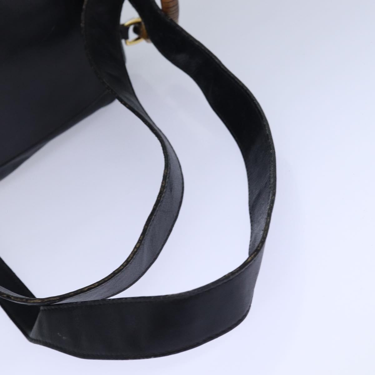 GUCCI Bamboo Backpack Leather Black Gold 003 2058 0016 85154