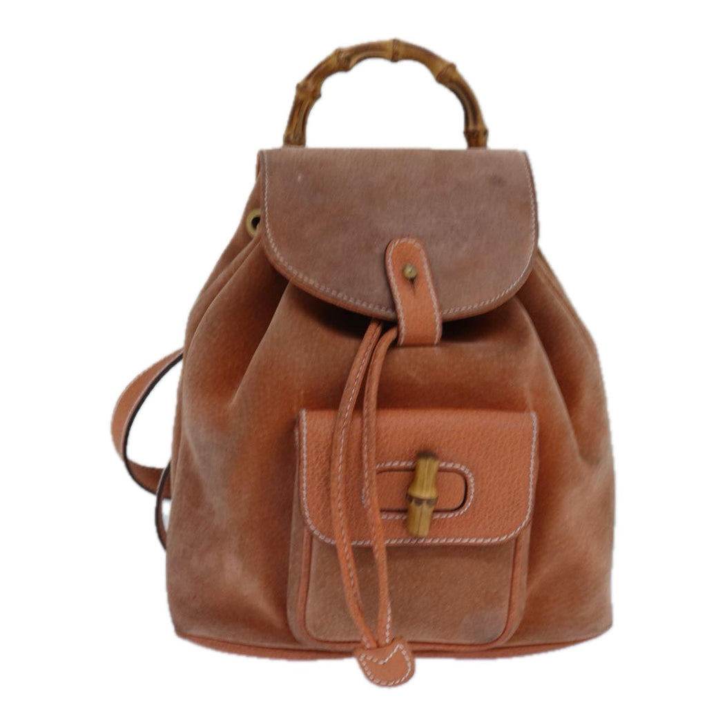 GUCCI Bamboo Backpack Suede Orange 003 2058 0030 85155