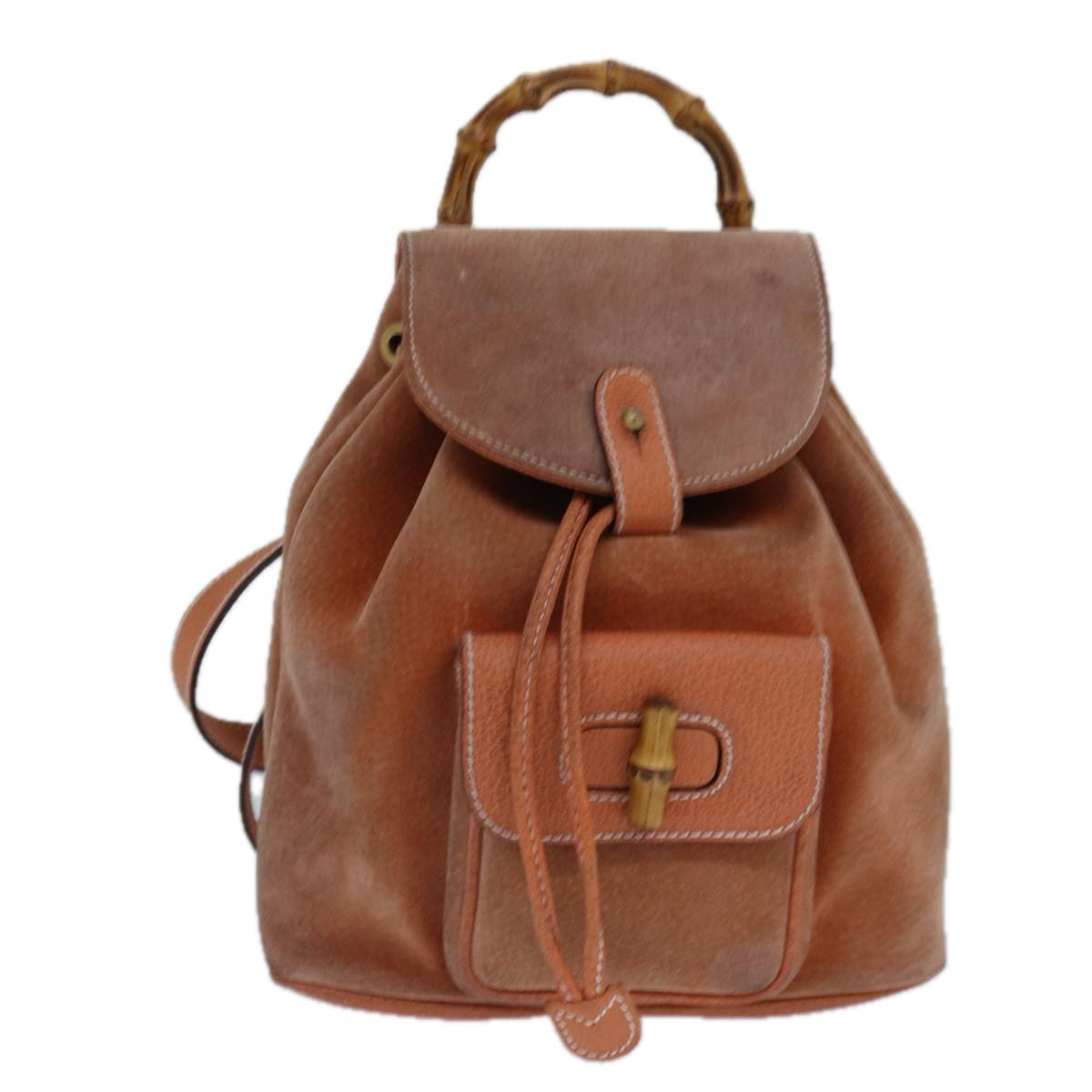 GUCCI Bamboo Backpack Suede Orange 003 2058 0030 85155