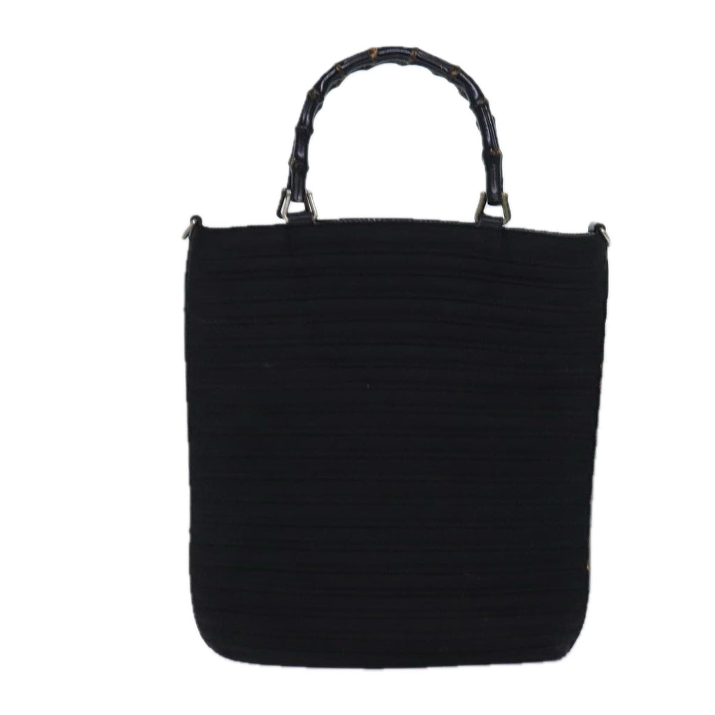 GUCCI Bamboo Hand Bag Nylon 2way Black Silver 002 1998 0353 85161