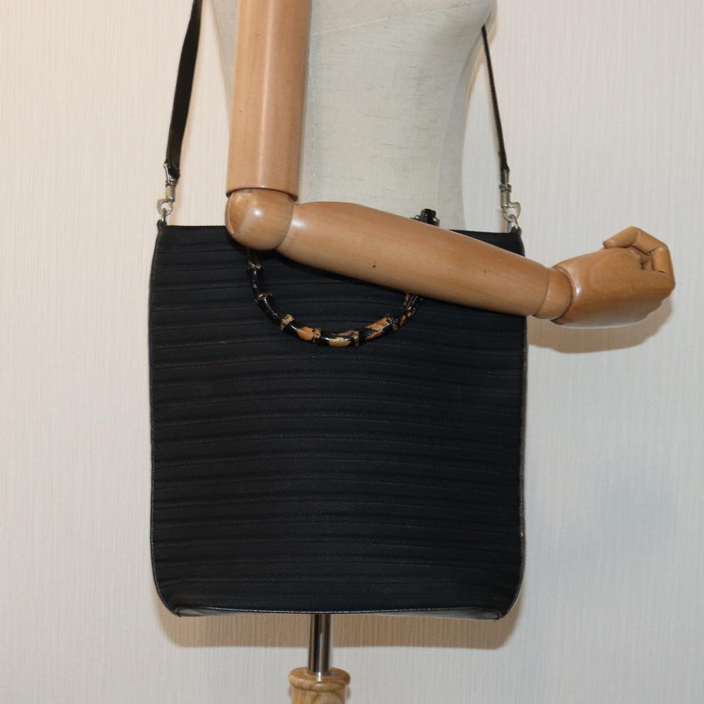 GUCCI Bamboo Hand Bag Nylon 2way Black Silver 002 1998 0353 85161