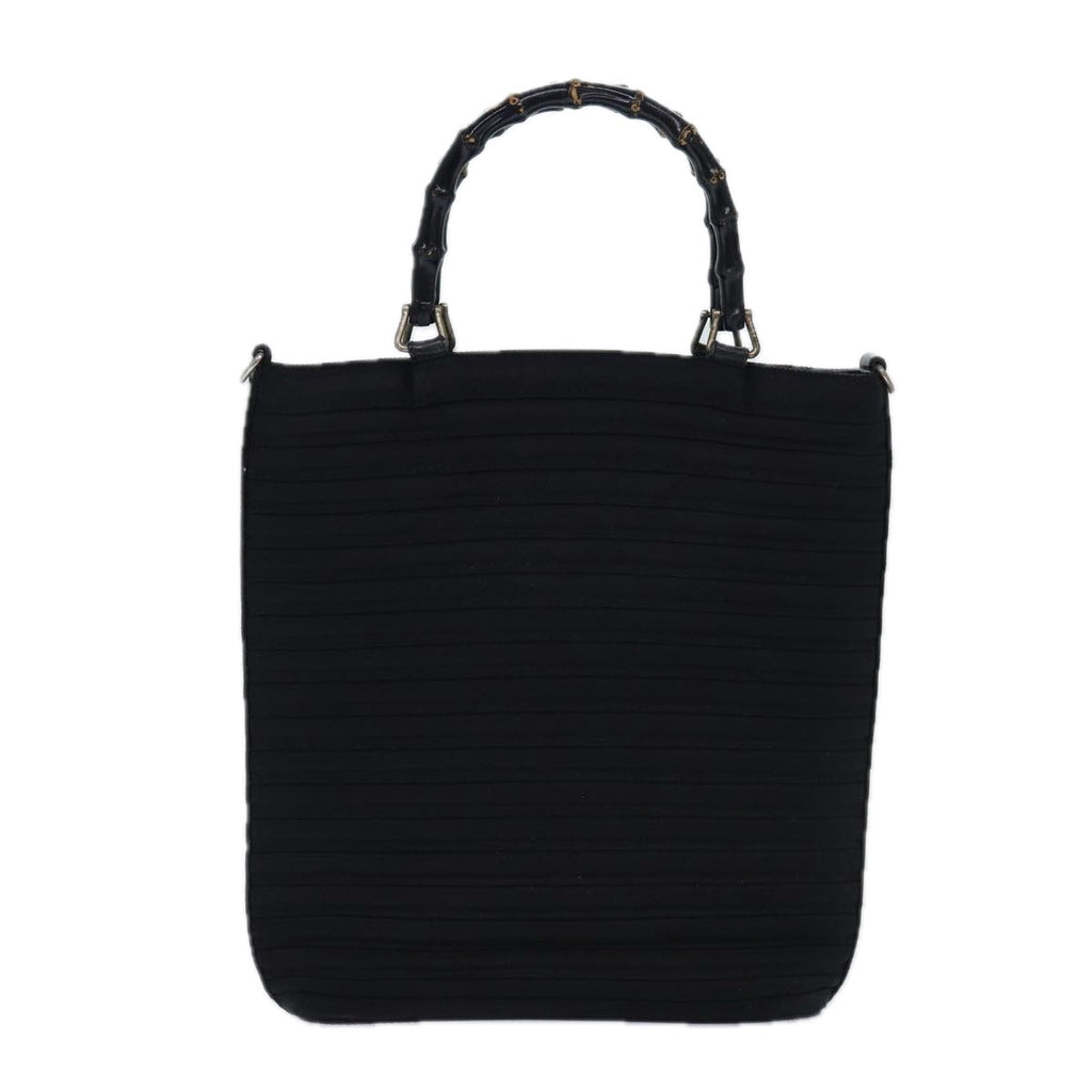 GUCCI Bamboo Hand Bag Nylon 2way Black Silver 002 1998 0353 85161