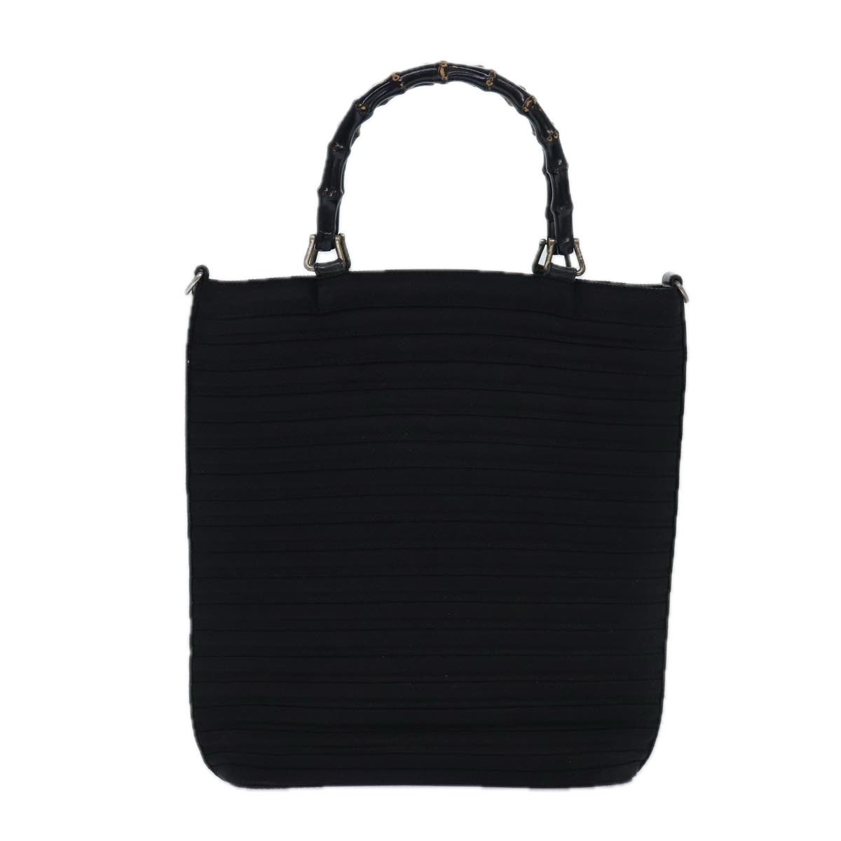 GUCCI Bamboo Hand Bag Nylon 2way Black Silver 002 1998 0353 85161