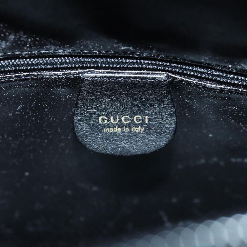GUCCI Bamboo Hand Bag Leather 2way Black Gold 002 2058 0508 0 85162