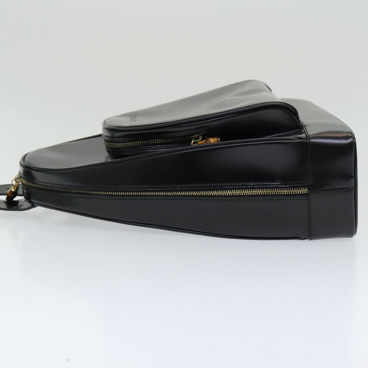 GUCCI Shoulder Bag Patent leather Black Gold 003 3444 0027 85163