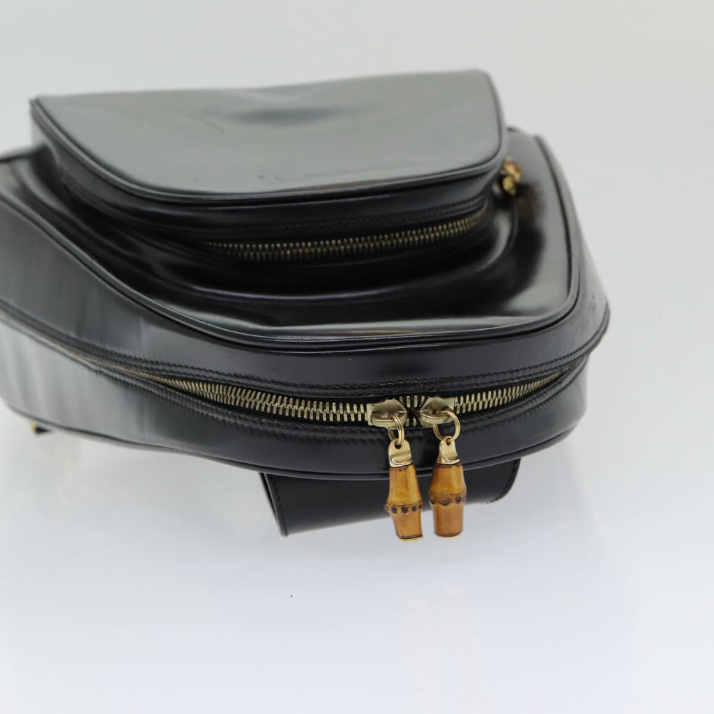 GUCCI Shoulder Bag Patent leather Black Gold 003 3444 0027 85163