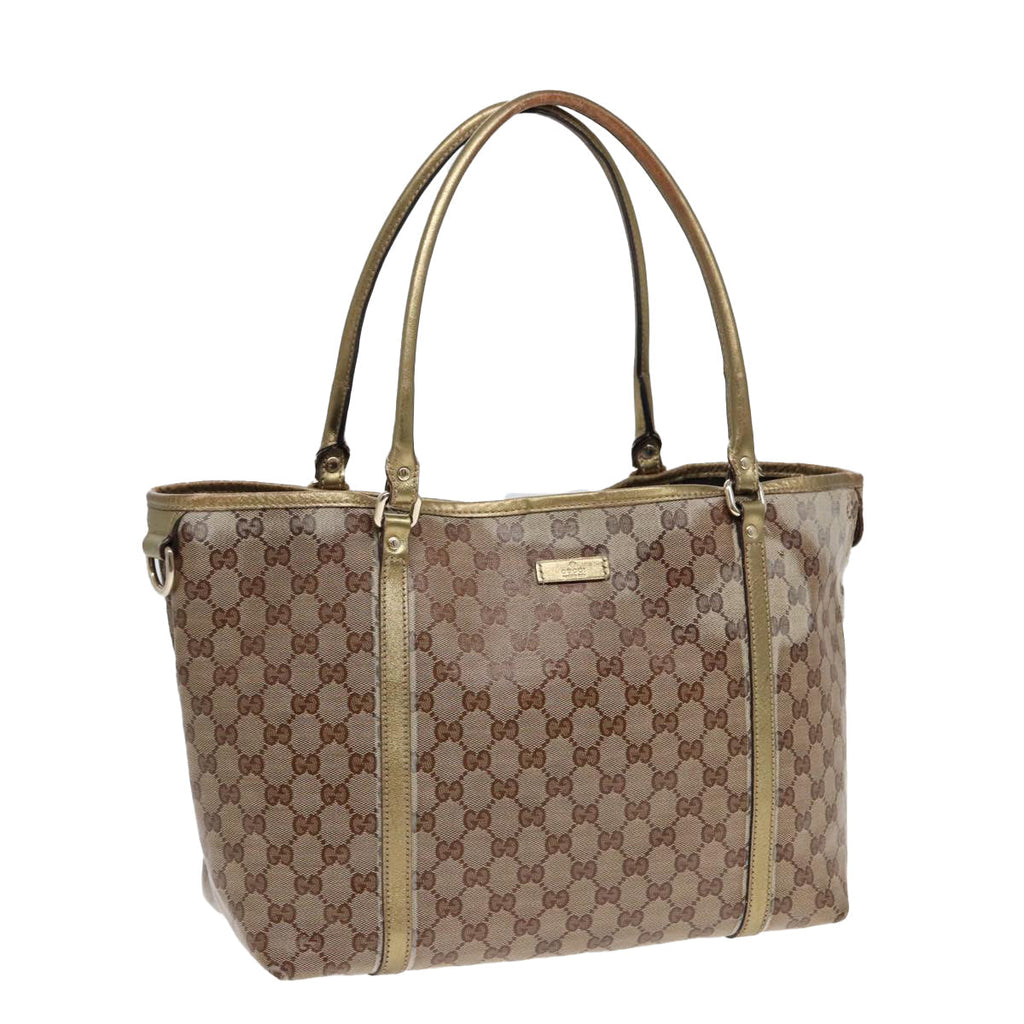 GUCCI GG Crystal Tote Bag Gold Beige 197953 85182