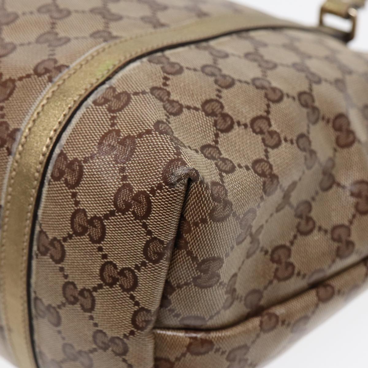 GUCCI GG Crystal Tote Bag Gold Beige 197953 85182