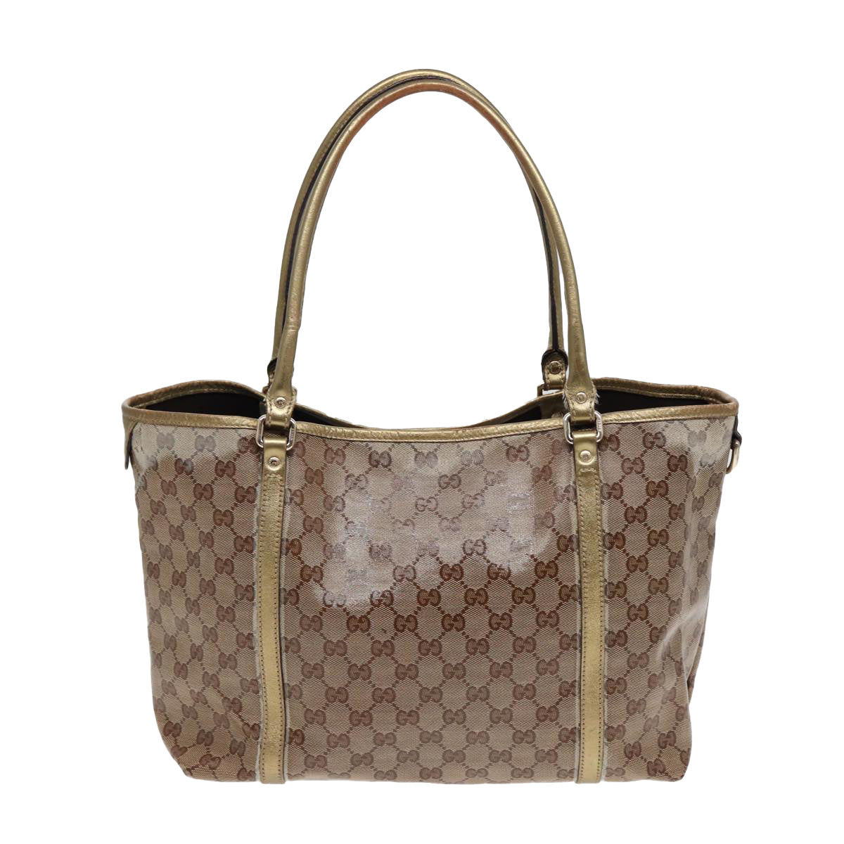 GUCCI GG Crystal Tote Bag Gold Beige 197953 85182