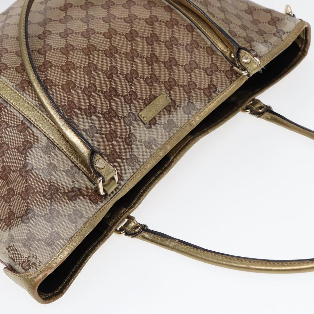 GUCCI GG Crystal Tote Bag Gold Beige 197953 85182