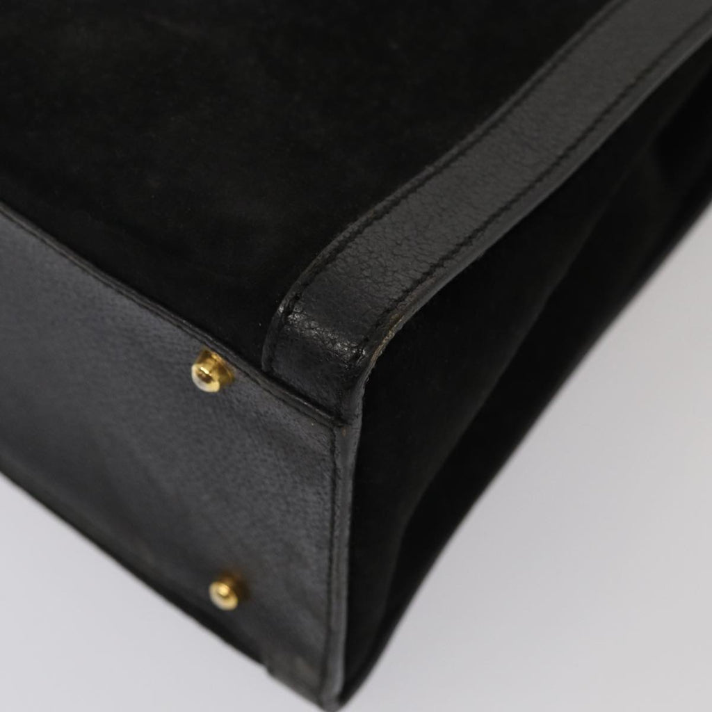 GUCCI Bamboo Hand Bag Suede Black Gold 002 1186 0260 85184